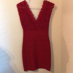 Bebe Red Bandage Bodycon Dress